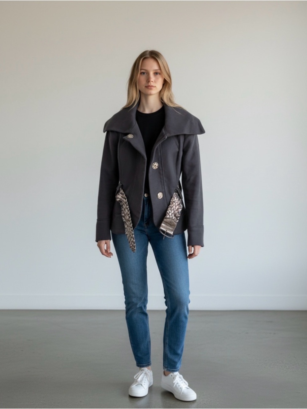 Zara Charcoal Gray Pea Coat jacket